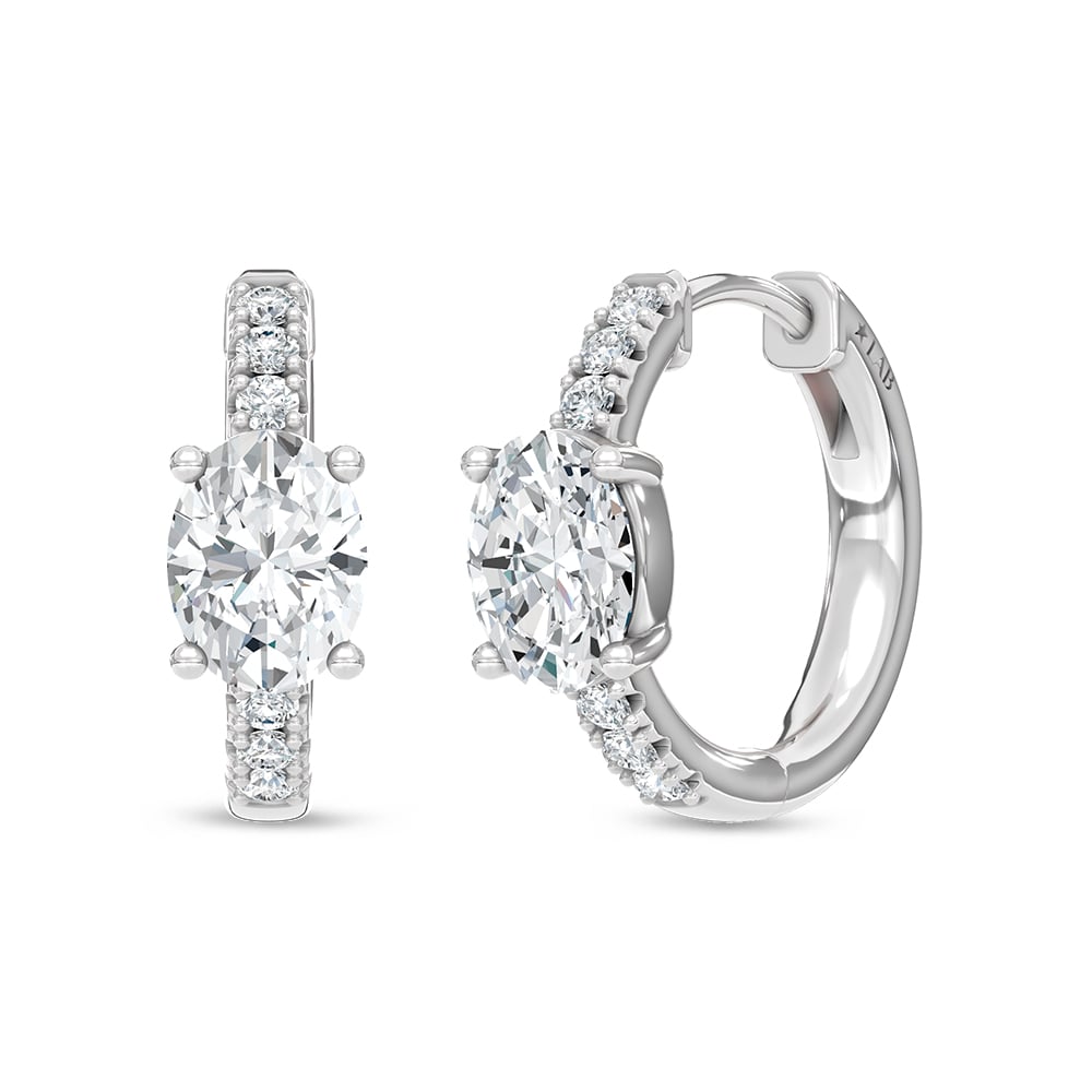 14K White Gold Lab Grown Diamond 1 Ct.Tw. Hoop Earrings