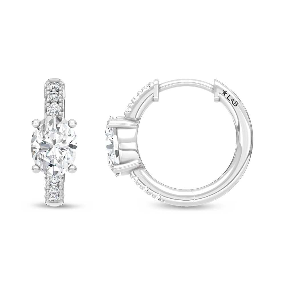 14K White Gold Lab Grown Diamond 1 Ct.Tw. Hoop Earrings