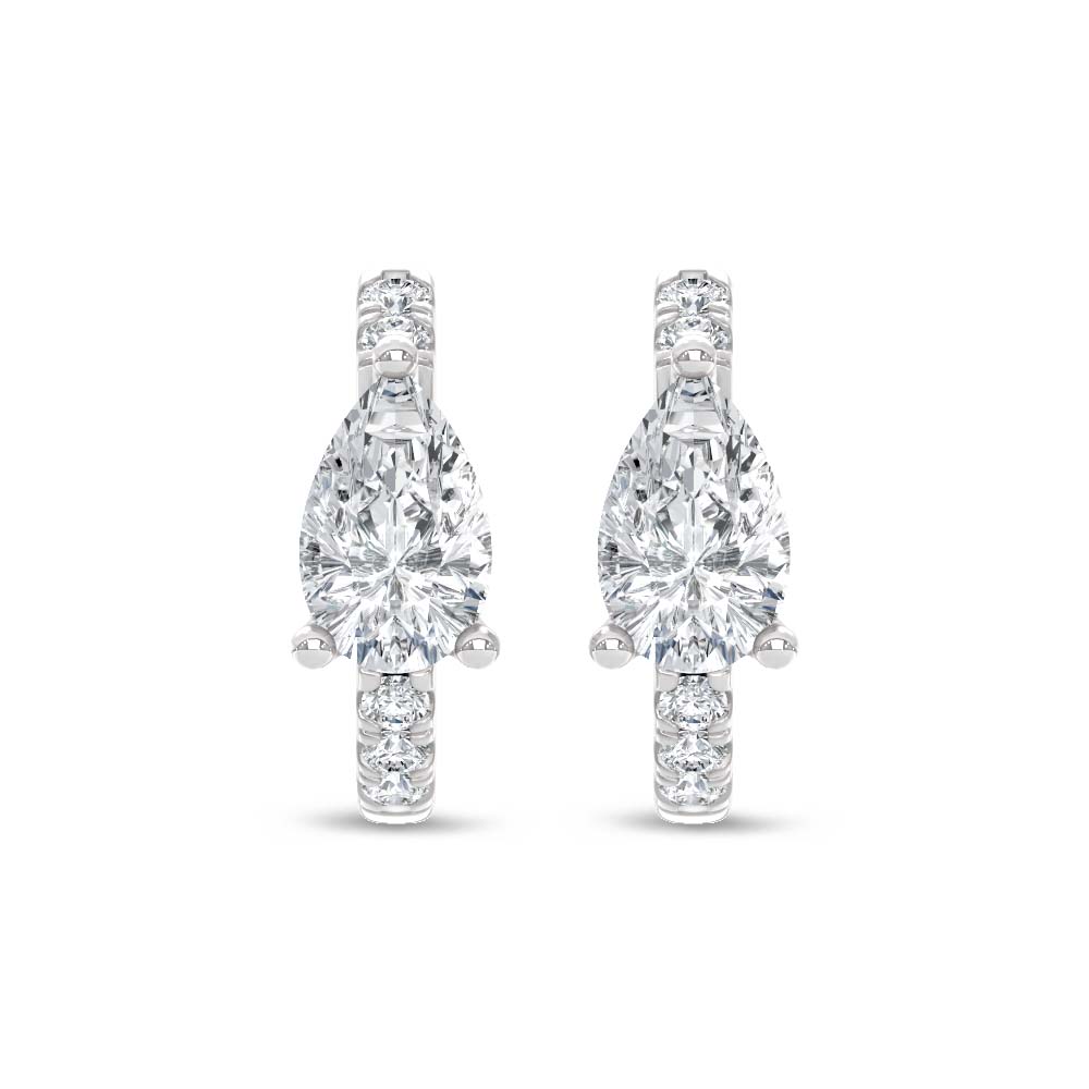 14K White Gold Lab Grown Diamond 1 5/8 Ct.Tw. Pear and Round Hoop Earrings