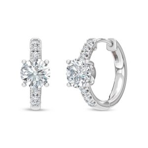 14K White Gold Lab Grown Diamond 1 1/6 Ct.Tw. Hoop Earrings