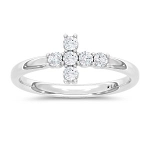 10K White Gold Lab Grown Diamond  1/4 Ct.Tw. Cross Ring