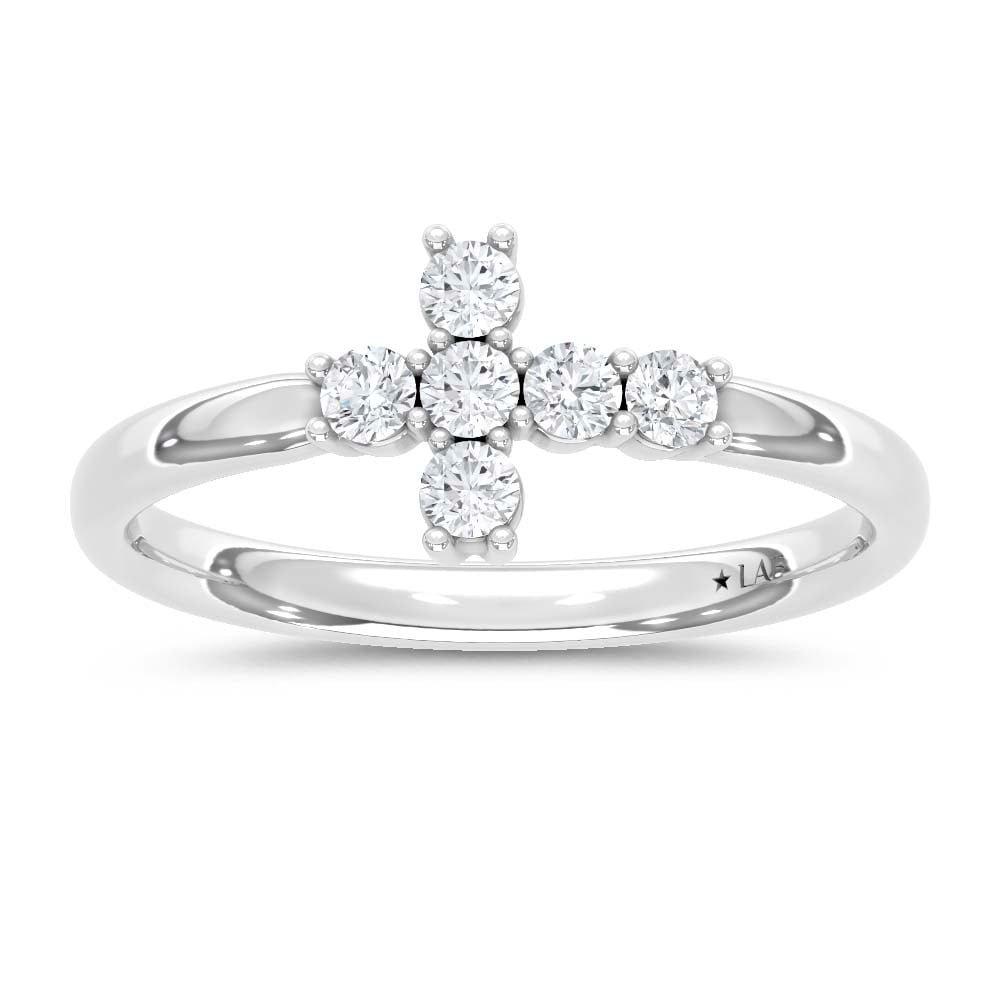 10K White Gold Lab Grown Diamond 1/4 Ct.Tw. Cross Ring