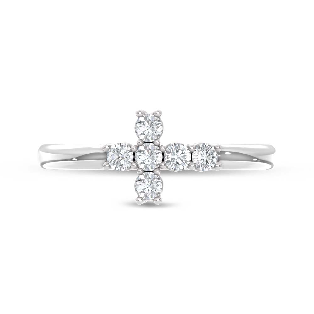 10K White Gold Lab Grown Diamond 1/4 Ct.Tw. Cross Ring