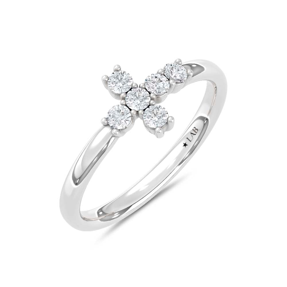 10K White Gold Lab Grown Diamond 1/4 Ct.Tw. Cross Ring