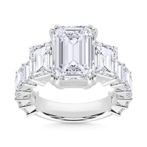 14K White Gold Lab Grown Diamond 9 3/8 Ct.Tw. Emerald Shape Engagement Ring