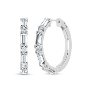 14K White Gold Lab Grown Diamond 1 Ct.Tw. Hoop Earrings