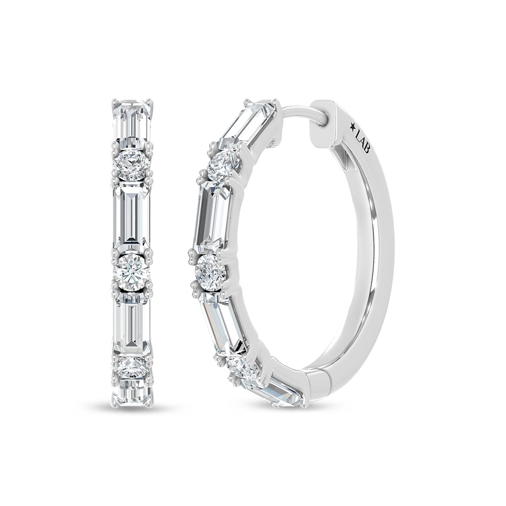 14K White Gold Lab Grown Diamond 1 Ct.Tw. Hoop Earrings