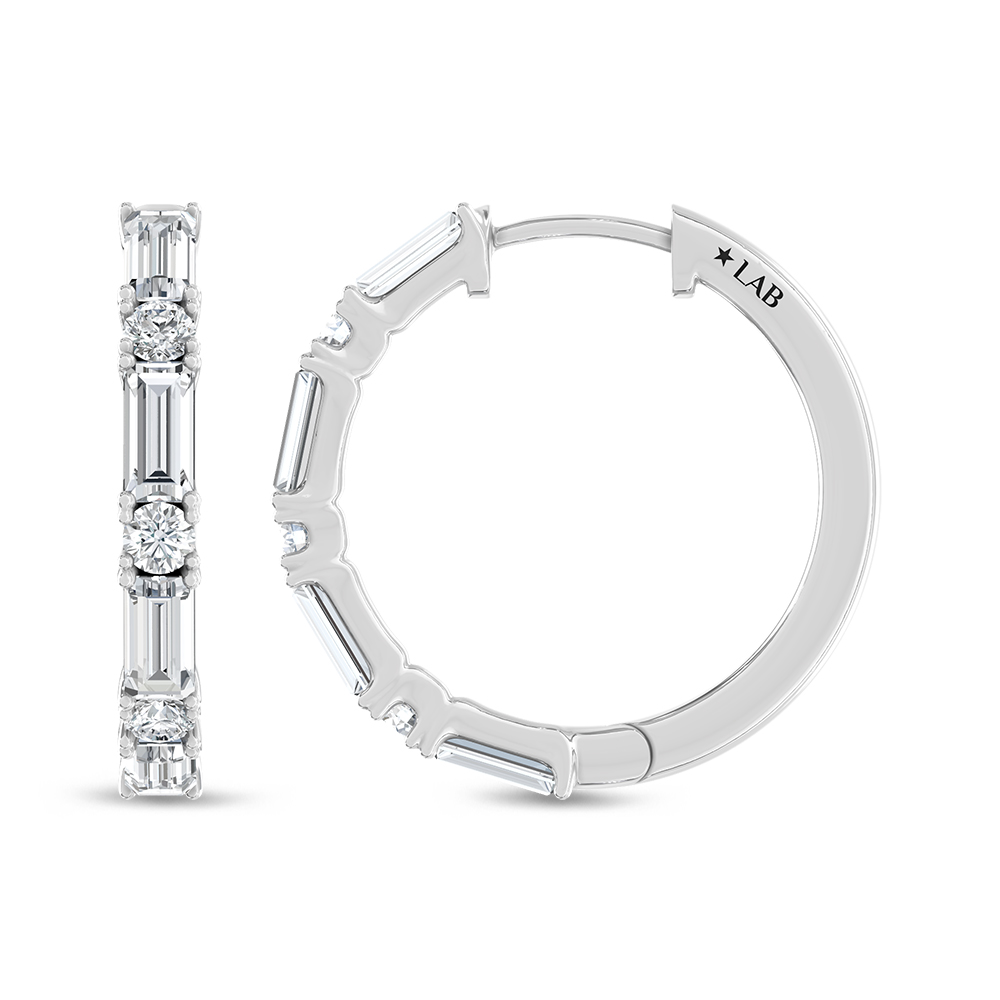 14K White Gold Lab Grown Diamond 1 Ct.Tw. Hoop Earrings