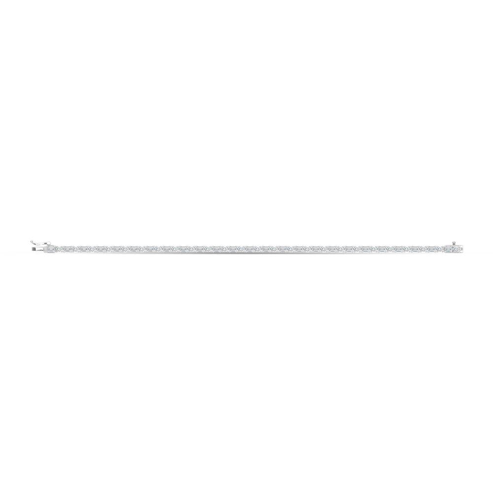 14K White Gold Lab Grown Diamond 4 1/4 Ct.Tw. Emerald and Oval Shape Fashion Bracelet