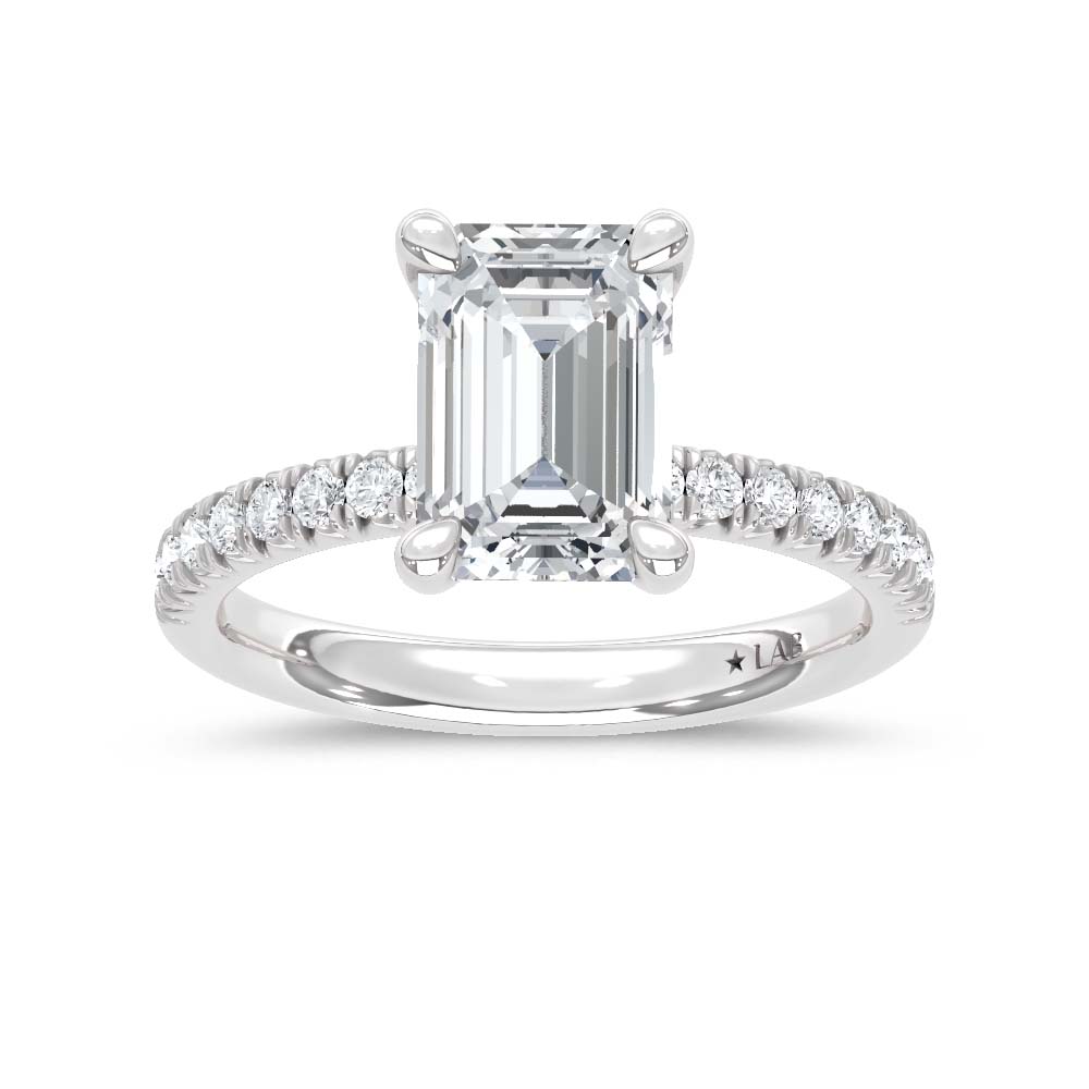 14K White Gold Lab Grown Diamond 2 1/3 Ct.Tw. Engagement Ring (Center Emerald 2 Ctw)