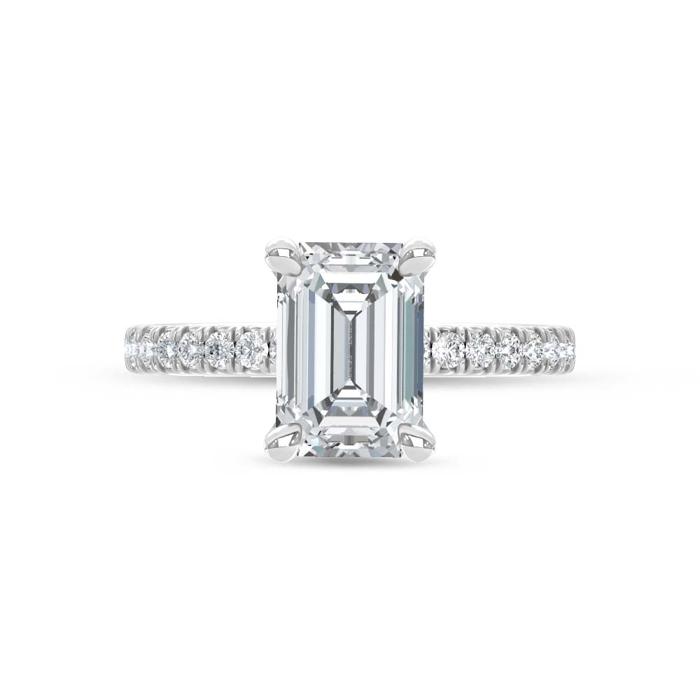 14K White Gold Lab Grown Diamond 2 1/3 Ct.Tw. Engagement Ring (Center Emerald 2 Ctw)