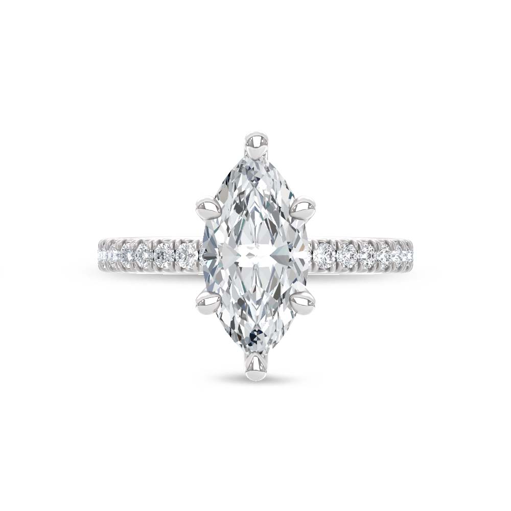 14K White Gold Lab Grown Diamond 2 1/3 Ct.Tw. Engagement Ring (Center Maquise 2 Ctw)