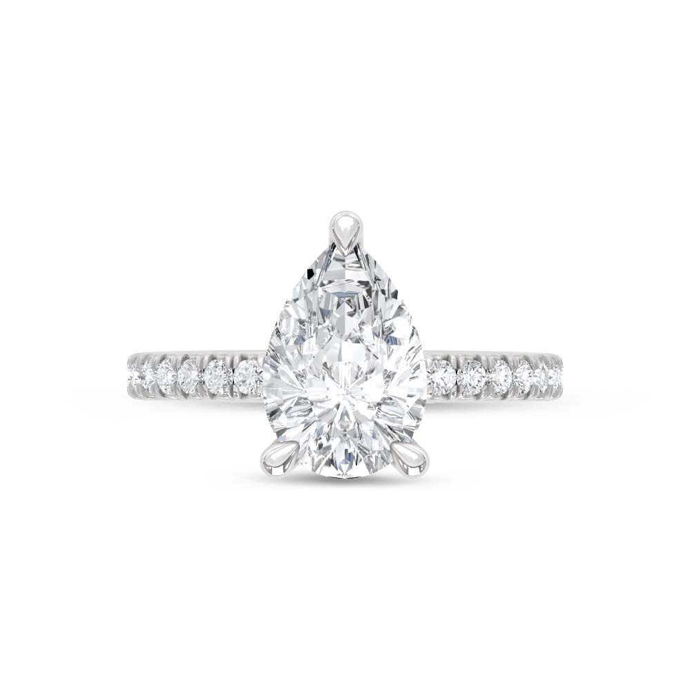 14K White Gold Lab Grown Diamond 2 1/3 Ct.Tw. Engagement Ring (Center Pear 2 Ctw)