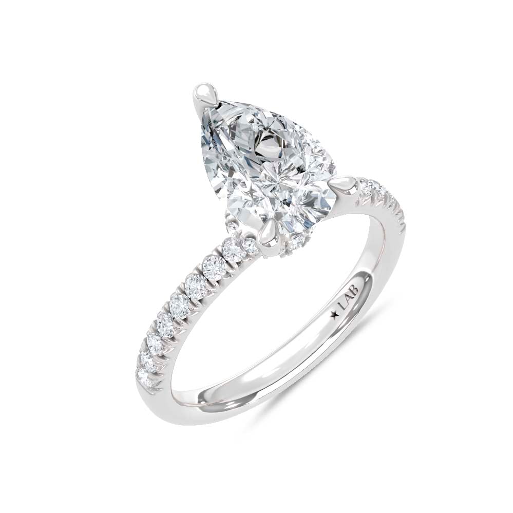 14K White Gold Lab Grown Diamond 2 1/3 Ct.Tw. Engagement Ring (Center Pear 2 Ctw)