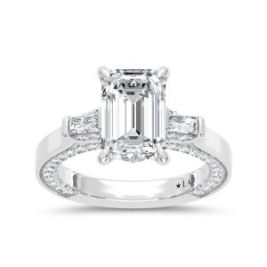 14K White Gold Lab Grown Diamond 3 7/8 Ct.Tw. Engagement Ring (IGI Certified Center 3ct)