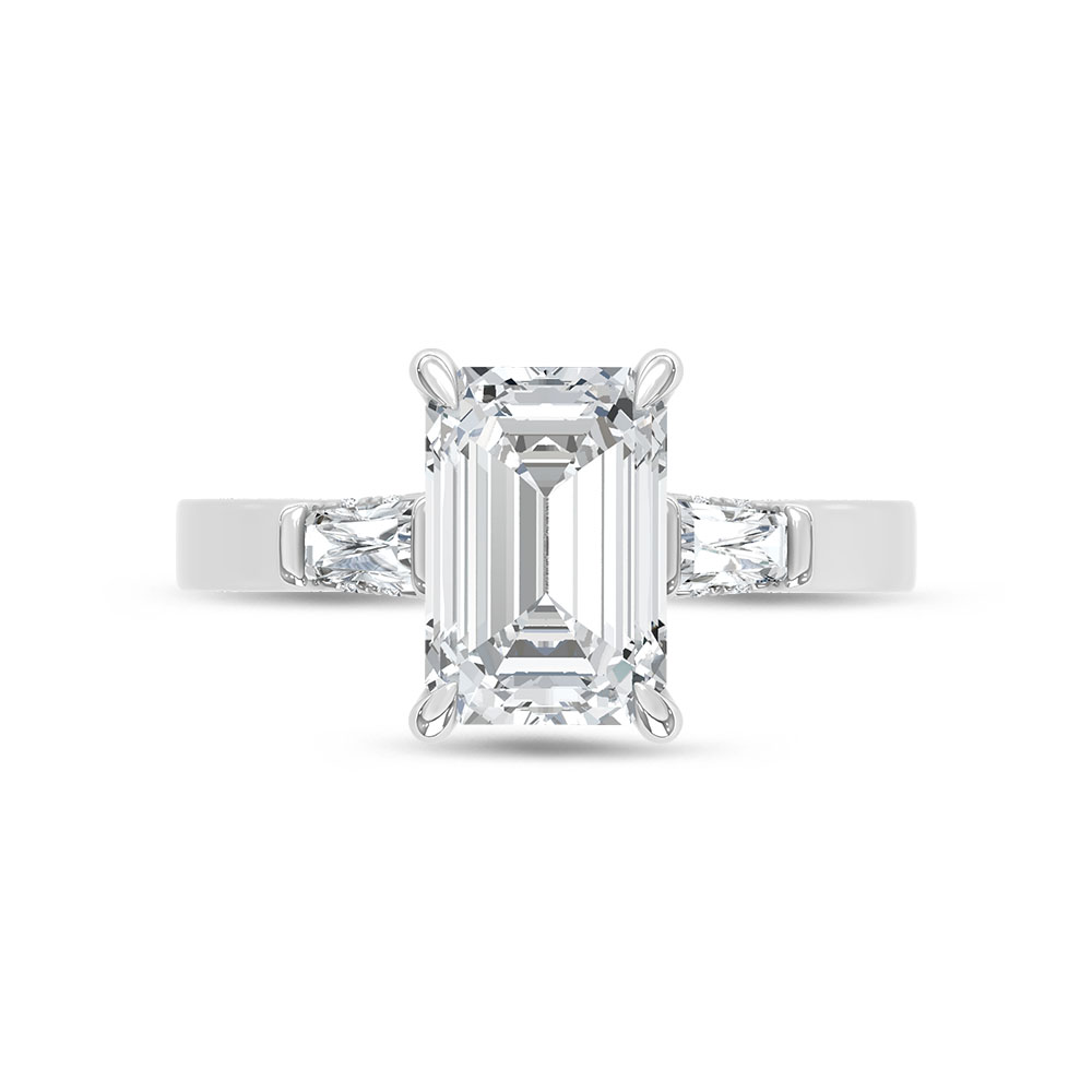 14K White Gold Lab Grown Diamond 3 7/8 Ct.Tw. Engagement Ring (IGI Certified Center 3ct)