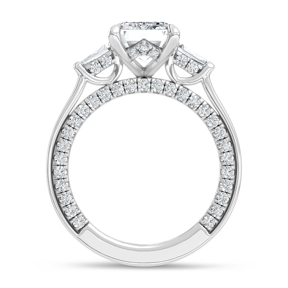 14K White Gold Lab Grown Diamond 3 7/8 Ct.Tw. Engagement Ring (IGI Certified Center 3ct)