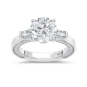 14K White Gold Lab Grown Diamond 3 7/8 Ct.Tw. Oval Shape Engagement Ring