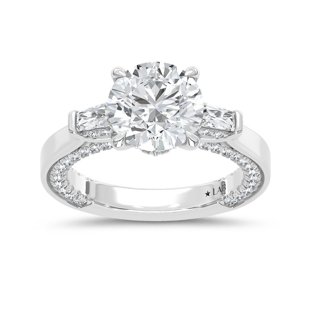 14K White Gold Lab Grown Diamond 3 7/8 Ct.Tw. Oval Shape Engagement Ring