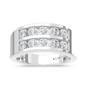 14K White Gold Lab Grown Diamond 2 Ct.Tw. Mens Band