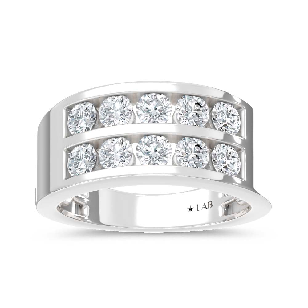 14K White Gold Lab Grown Diamond 2 Ct.Tw. Mens Band