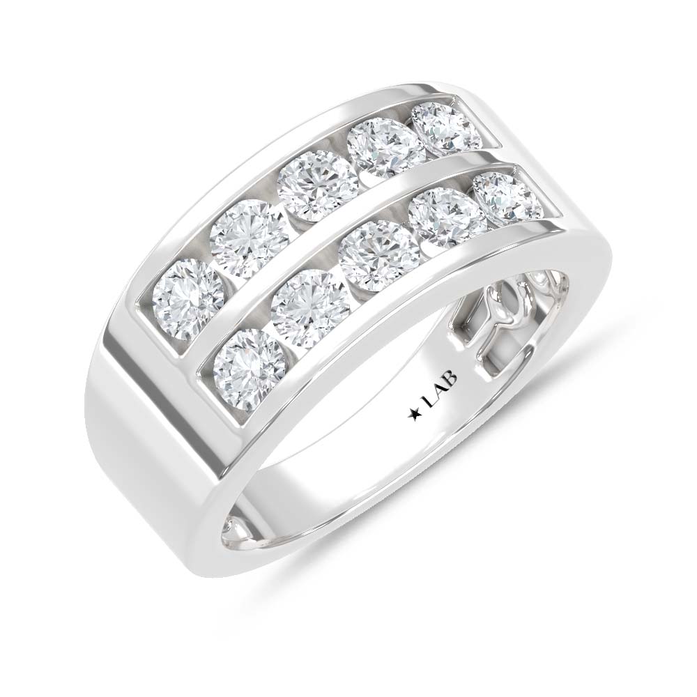 14K White Gold Lab Grown Diamond 2 Ct.Tw. Mens Band