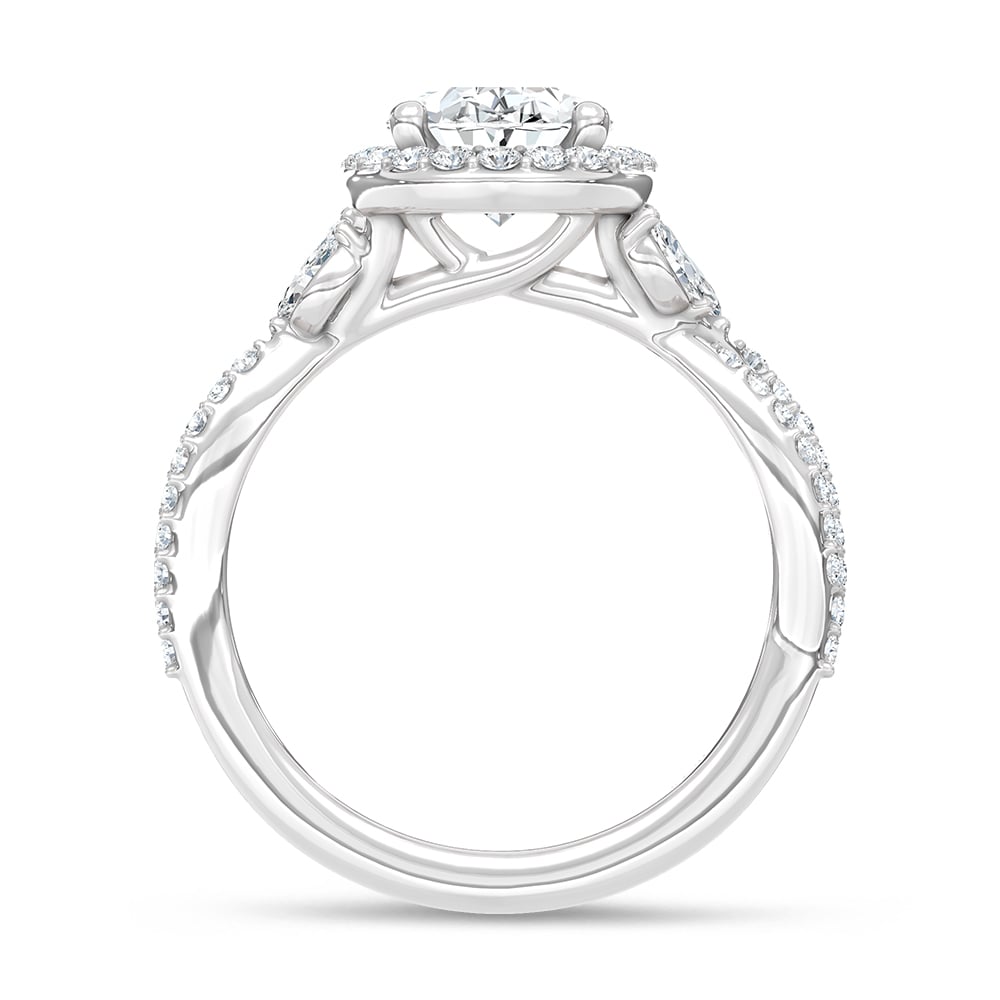 14K White Gold Lab Grown Round and Marquise Diamond 2 3/8 Ct.Tw. Engagement Ring (IGI Certified Center 2ct)