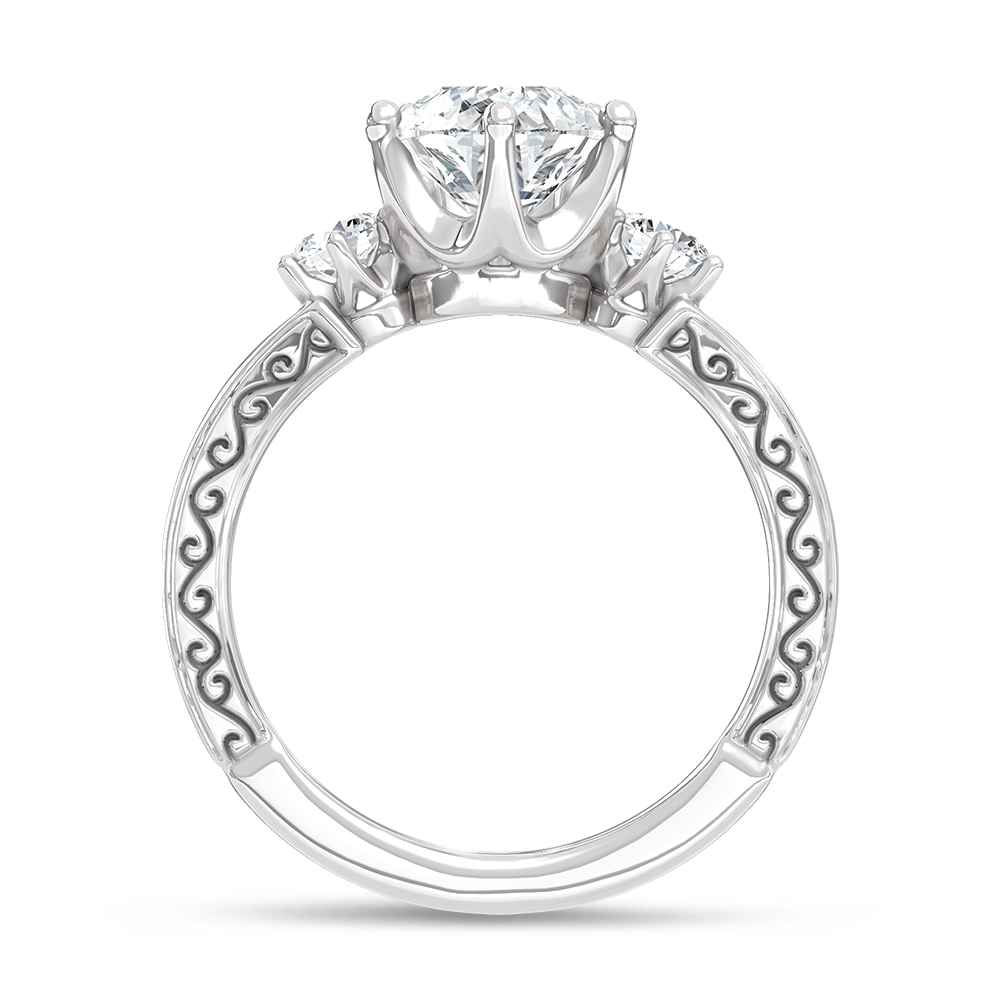 14K White Gold Lab Grown Round and Pear Diamond 2 1/3 Ct.Tw. Engagement Ring (IGI Certified Center 2ct)