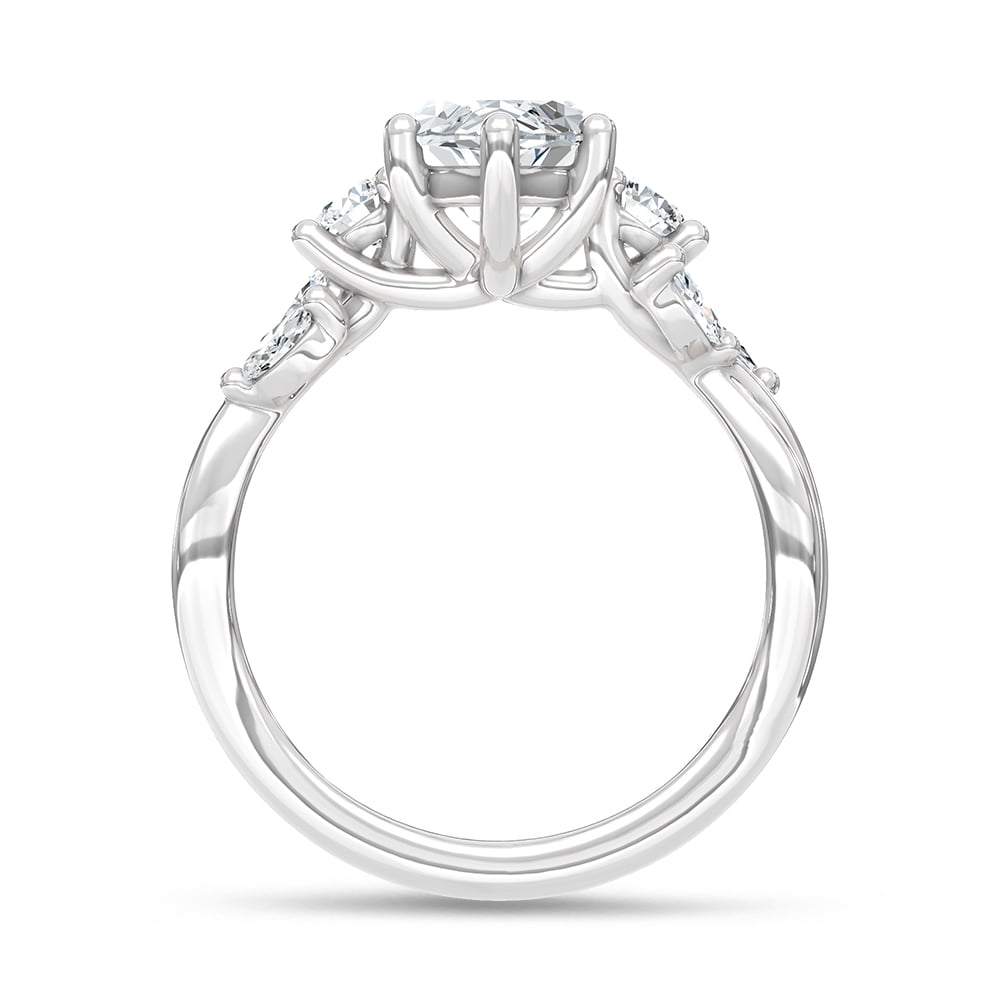 14K White Gold Lab Grown Marquise and Round Diamond 2 1/3 Ct.Tw. Engagement Ring (IGI Certified Center 2ct)