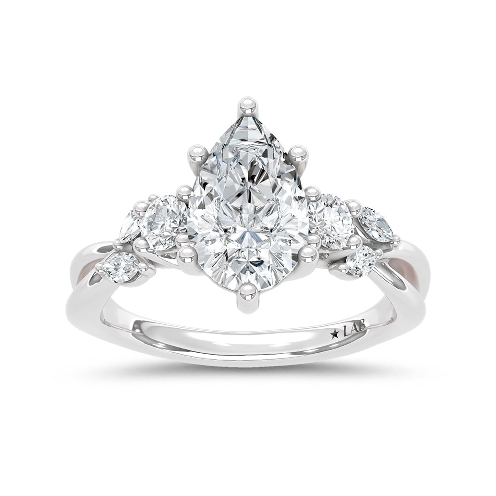 14K White Gold Lab Grown Diamond 2 1/3 Ct.Tw. Engagement Ring (IGI Certified Center 2ct)