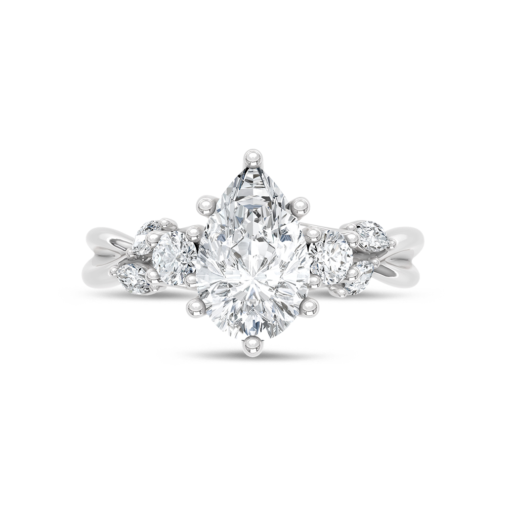 14K White Gold Lab Grown Diamond 2 1/3 Ct.Tw. Engagement Ring (IGI Certified Center 2ct)