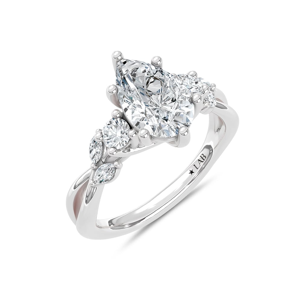 14K White Gold Lab Grown Diamond 2 1/3 Ct.Tw. Engagement Ring (IGI Certified Center 2ct)