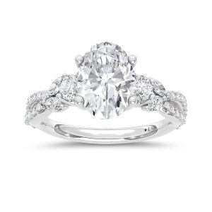 14K White Gold Lab Grown Diamond 2 1/2 Ct.Tw. Oval Shape Engagement Ring (Center 2ct)
