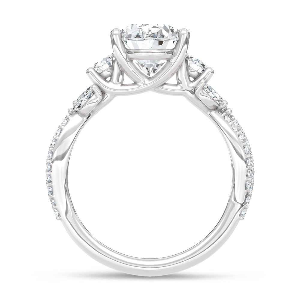 14K White Gold Lab Grown Diamond 2 1/2 Ct.Tw. Oval Shape Engagement Ring (Center 2ct)
