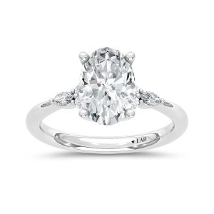 14K White Gold Lab Grown Diamond 2 1/8 Ct.Tw. Engagement Ring (IGI Certified Center 2ct)