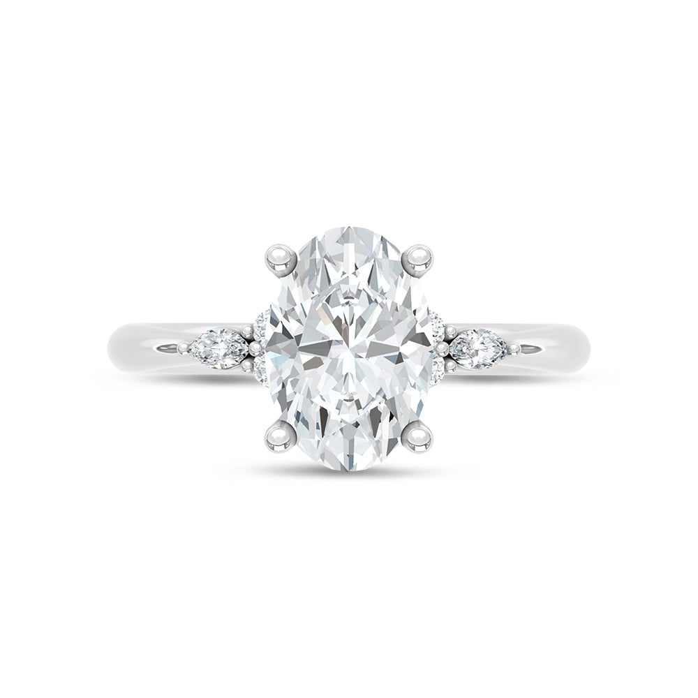 14K White Gold Lab Grown Diamond 2 1/8 Ct.Tw. Engagement Ring (IGI Certified Center 2ct)