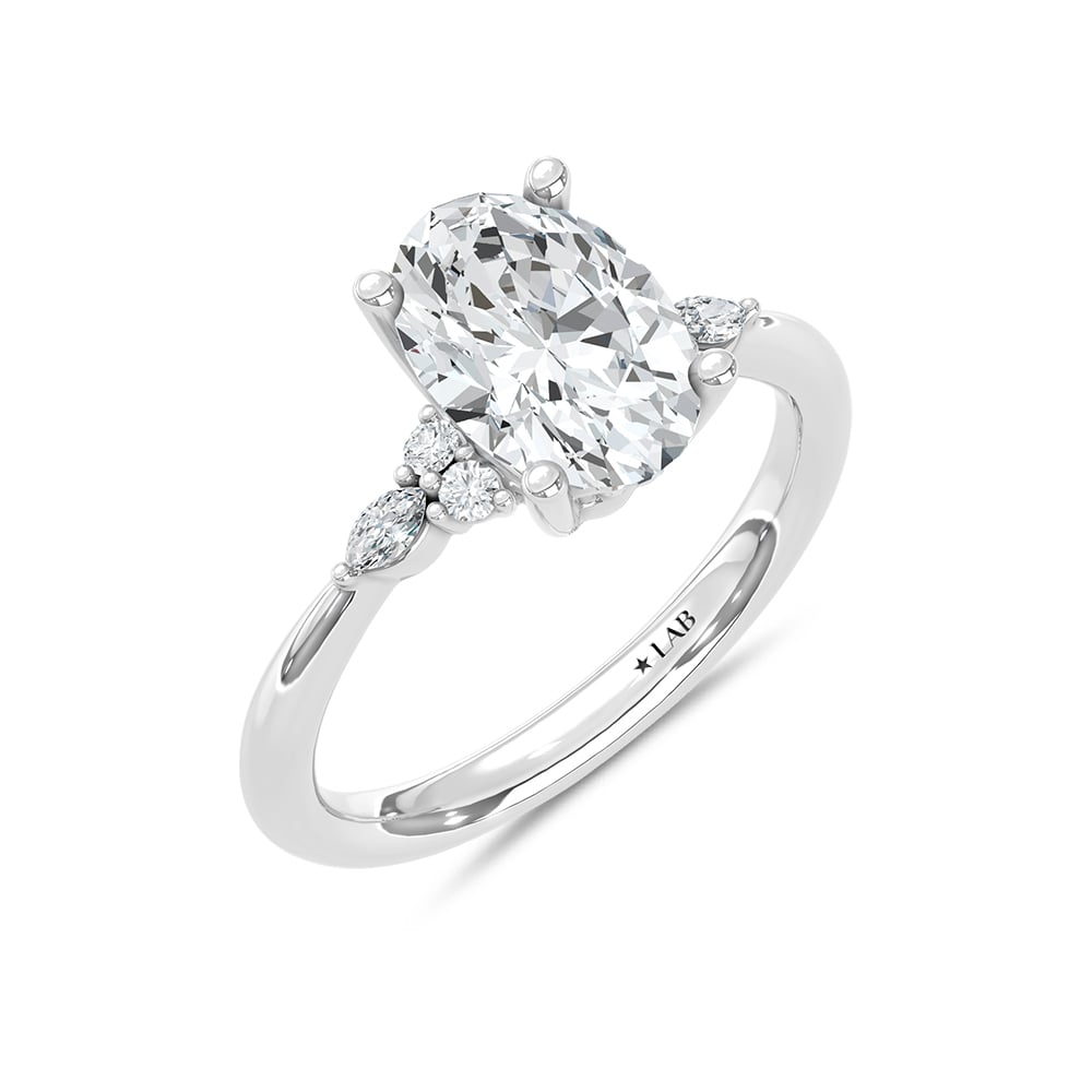 14K White Gold Lab Grown Diamond 2 1/8 Ct.Tw. Engagement Ring (IGI Certified Center 2ct)