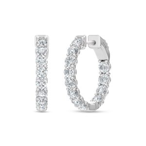 14K White Gold Lab Grown Round Diamond 2 Ct.Tw. In and Out Hoop Earrings