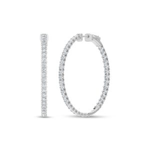 14K White Gold Lab Grown Round Diamond 3 Ct.Tw. In and Out Hoop Earrings