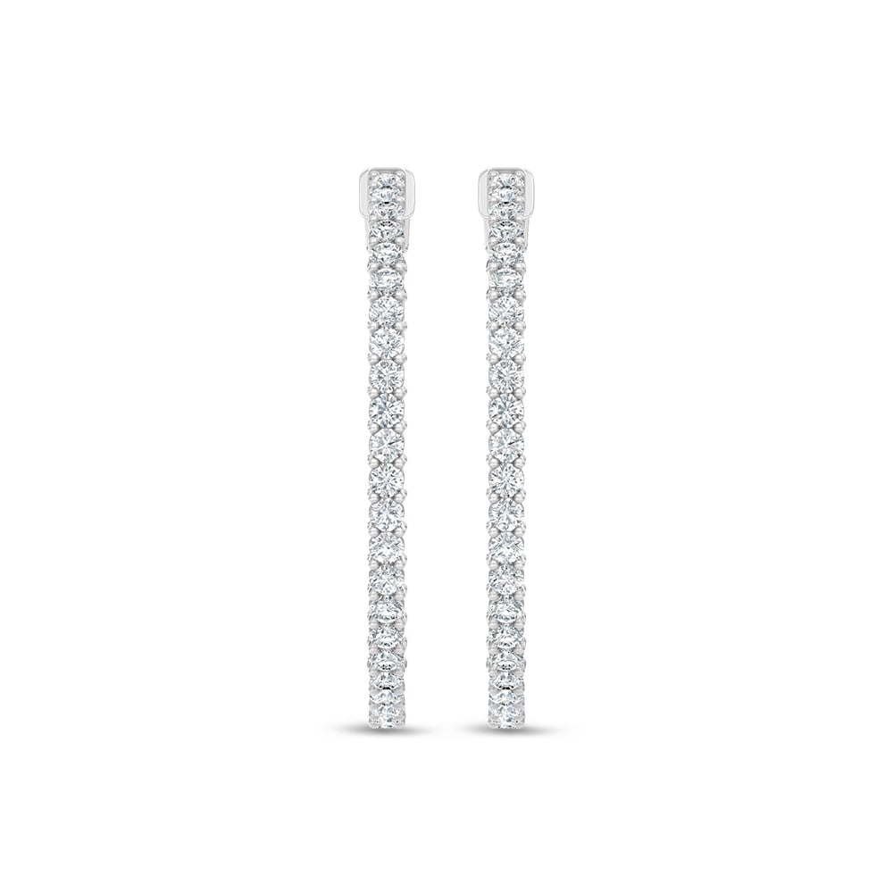 14K White Gold Lab Grown Round Diamond 3 Ct.Tw. In and Out Hoop Earrings