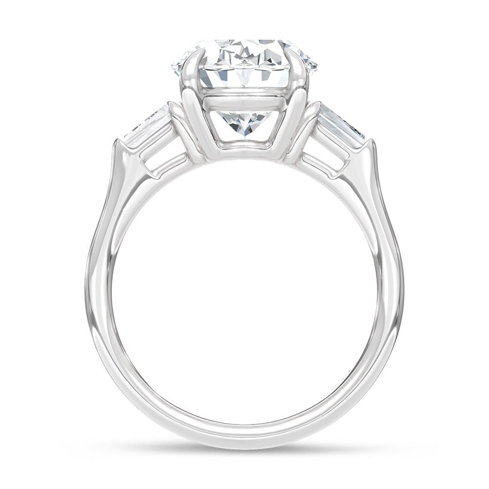 14K White Gold Lab Grown Diamond 5 1/3 Ct.Tw. Oval and Tapper Three Stone Engagement Ring
