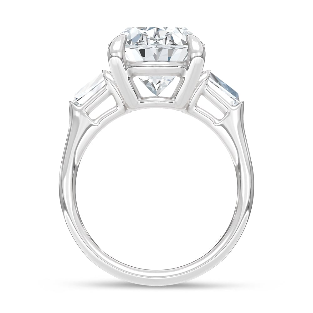 14K White Gold Lab Grown Diamond 7 1/2 Ct.Tw. Oval and Tapper Three Stone Engagement Ring