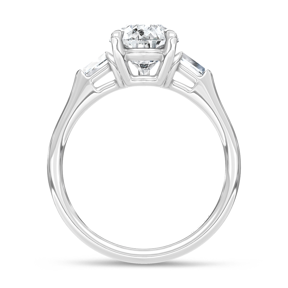 14K White Gold Lab Grown Diamond 2 1/6 Ct.Tw. Pear and Tapper Three Stone Engagement Ring