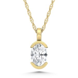 14K Yellow Gold Lab Grown Diamond 1/2 Ct.Tw. Oval Pendant