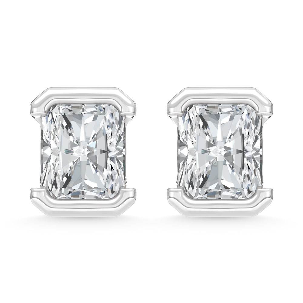 14K White Gold Lab Grown Diamond 1/2 Ct.Tw. Radiant Stud Earrings