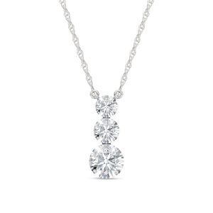 14K White Gold Lab Grown Diamond 2 1/20 Ct.Tw. Three Stone Pendant
