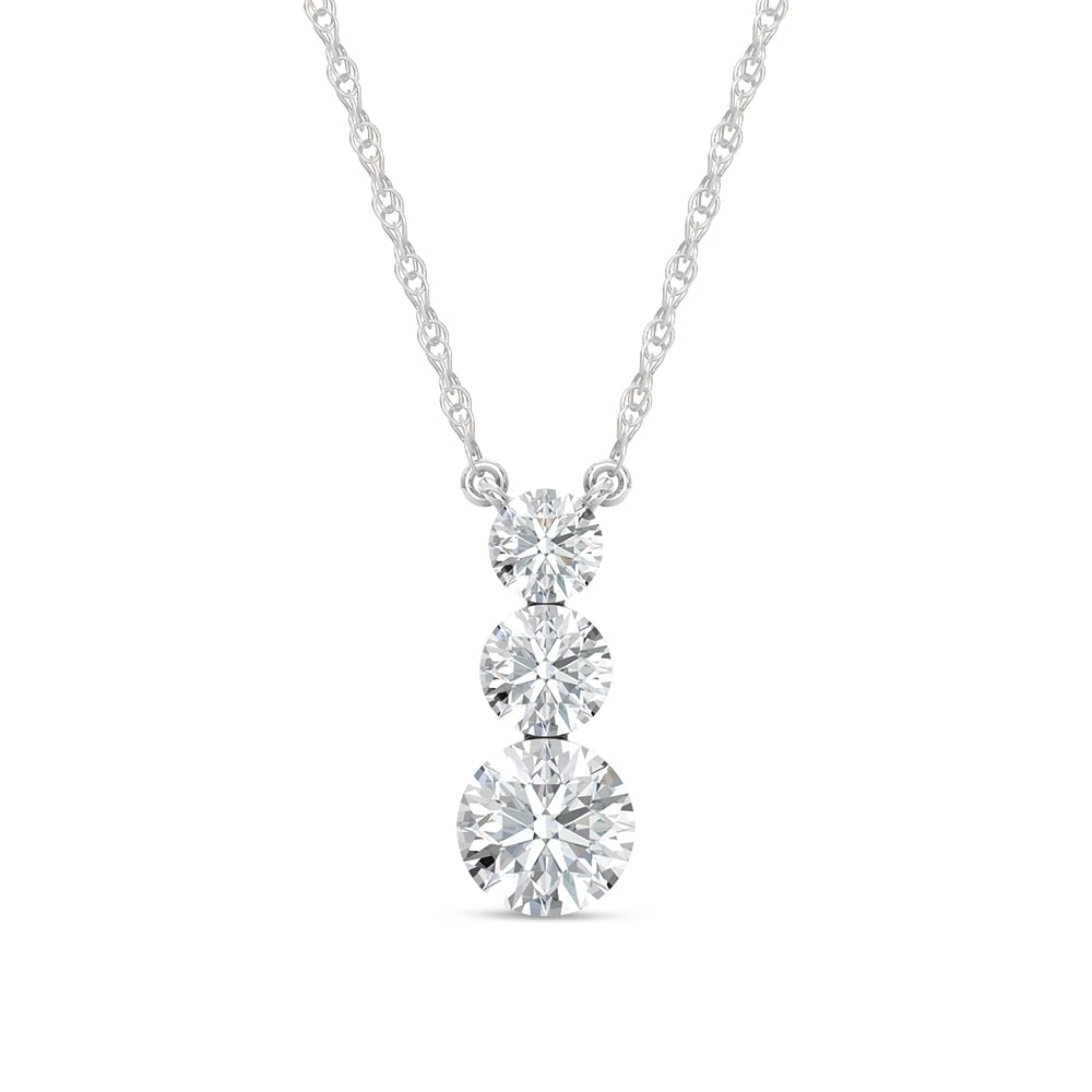 14K White Gold Lab Grown Diamond 2 1/20 Ct.Tw. Three Stone Pendant
