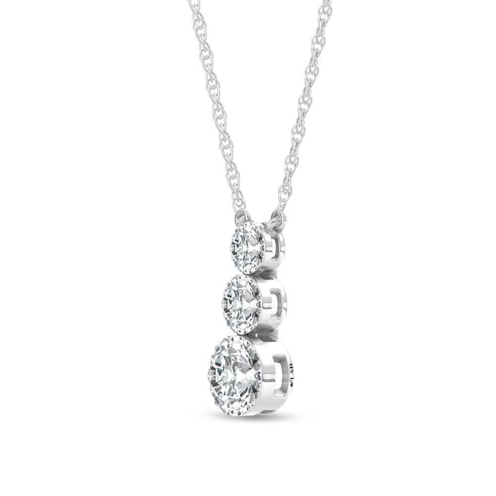 14K White Gold Lab Grown Diamond 2 1/20 Ct.Tw. Three Stone Pendant