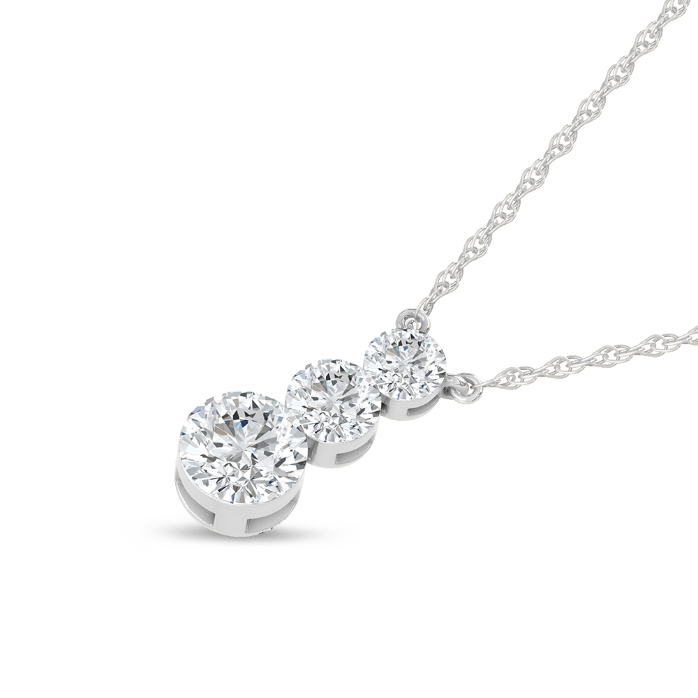 14K White Gold Lab Grown Diamond 2 1/20 Ct.Tw. Three Stone Pendant
