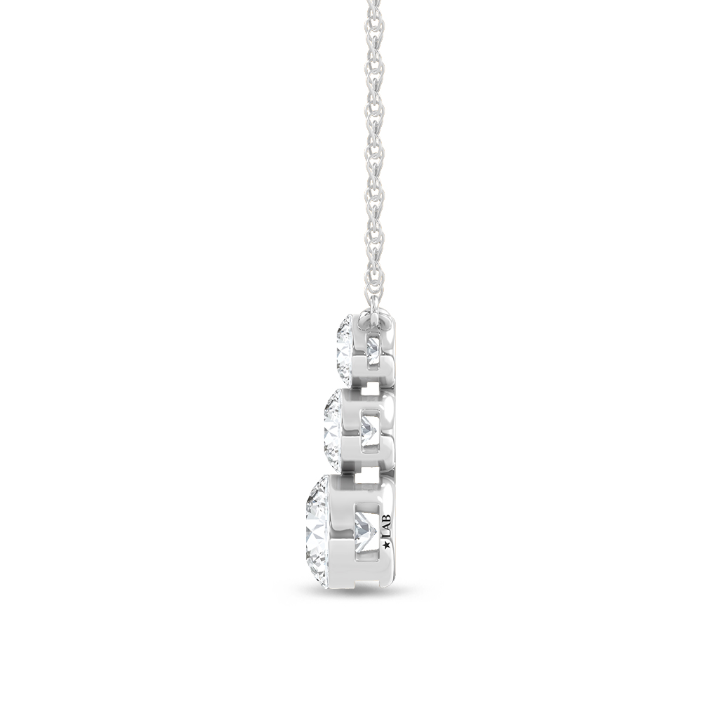 14K White Gold Lab Grown Diamond 2 1/20 Ct.Tw. Three Stone Pendant
